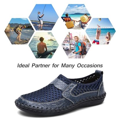 Men Comfy Slip-ons Leather Sandals-caipcmall