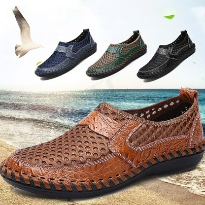 Men Comfy Slip-ons Leather Sandals-caipcmall