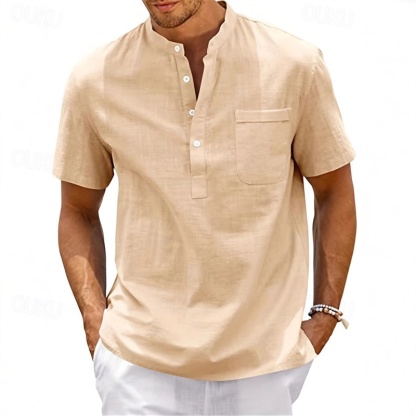 MARCO LUCA | Men's cotton and linen short-sleeved shirt