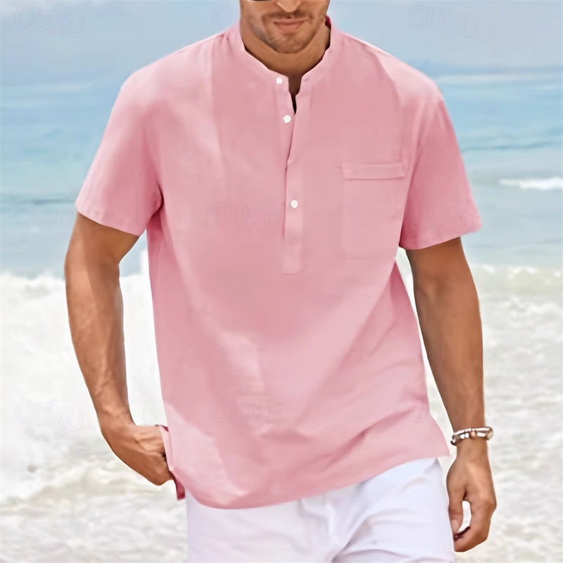 MARCO LUCA | Men's cotton and linen short-sleeved shirt