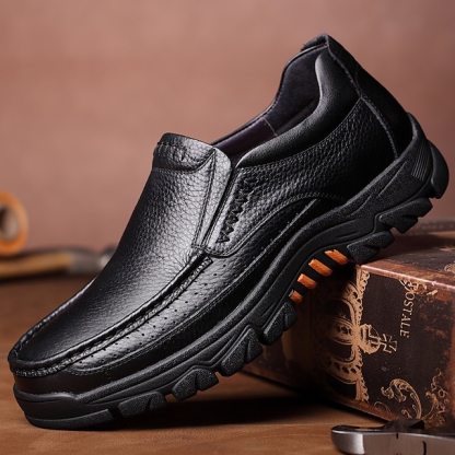 Mens Genuine Leather Waterproof Non-slip Soft Insole Casual Shoes-caipcmall
