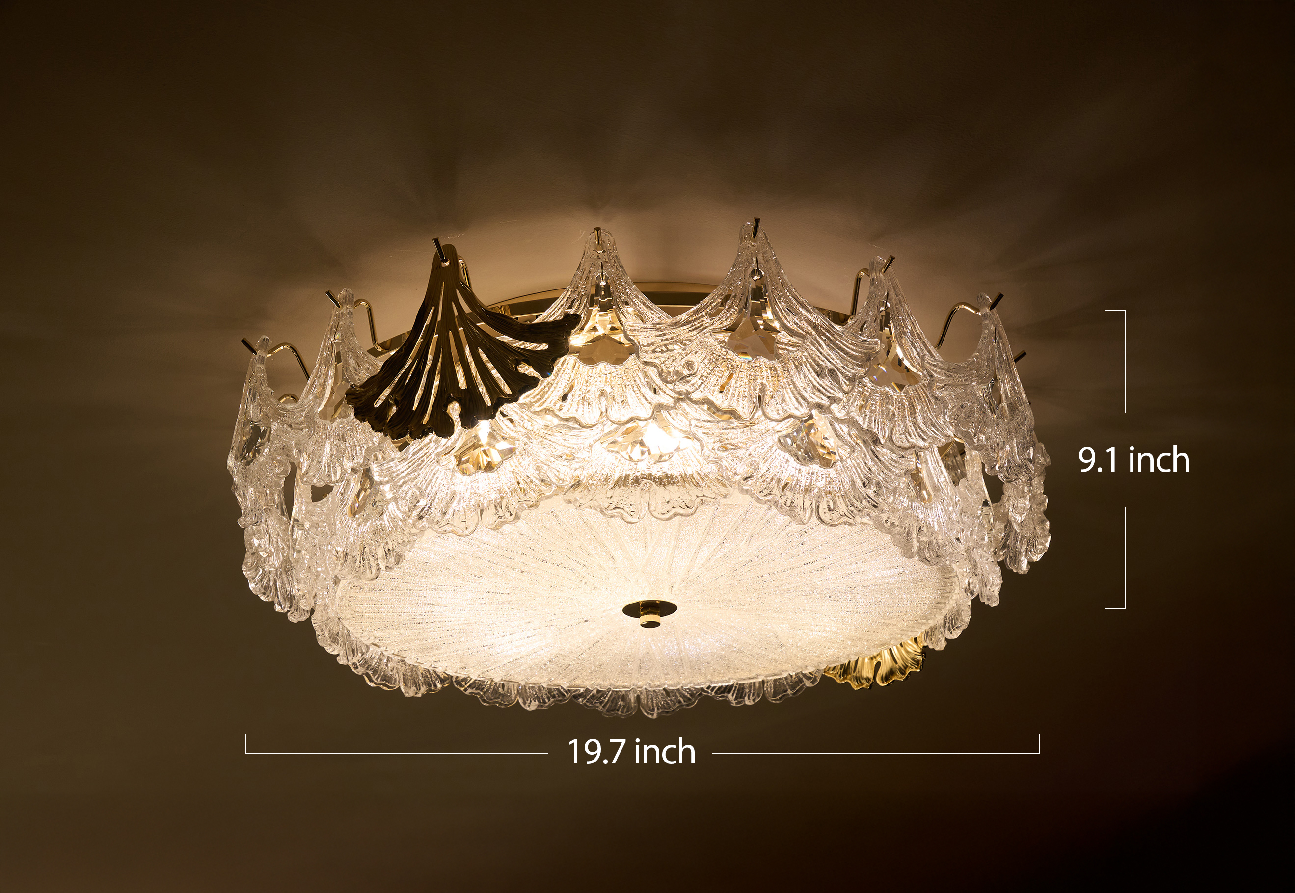 Golden Frosted Crystal Chandelier - A Statement of Luxury and Sophistication