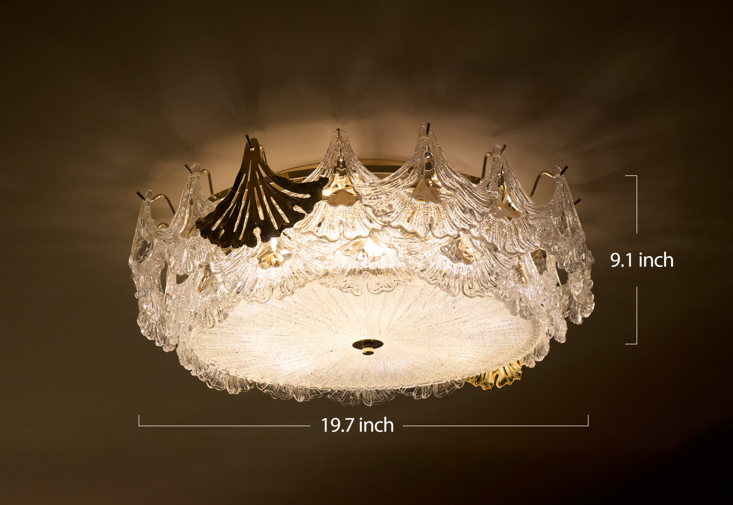 Golden Frosted Crystal Chandelier - A Statement of Luxury and Sophistication
