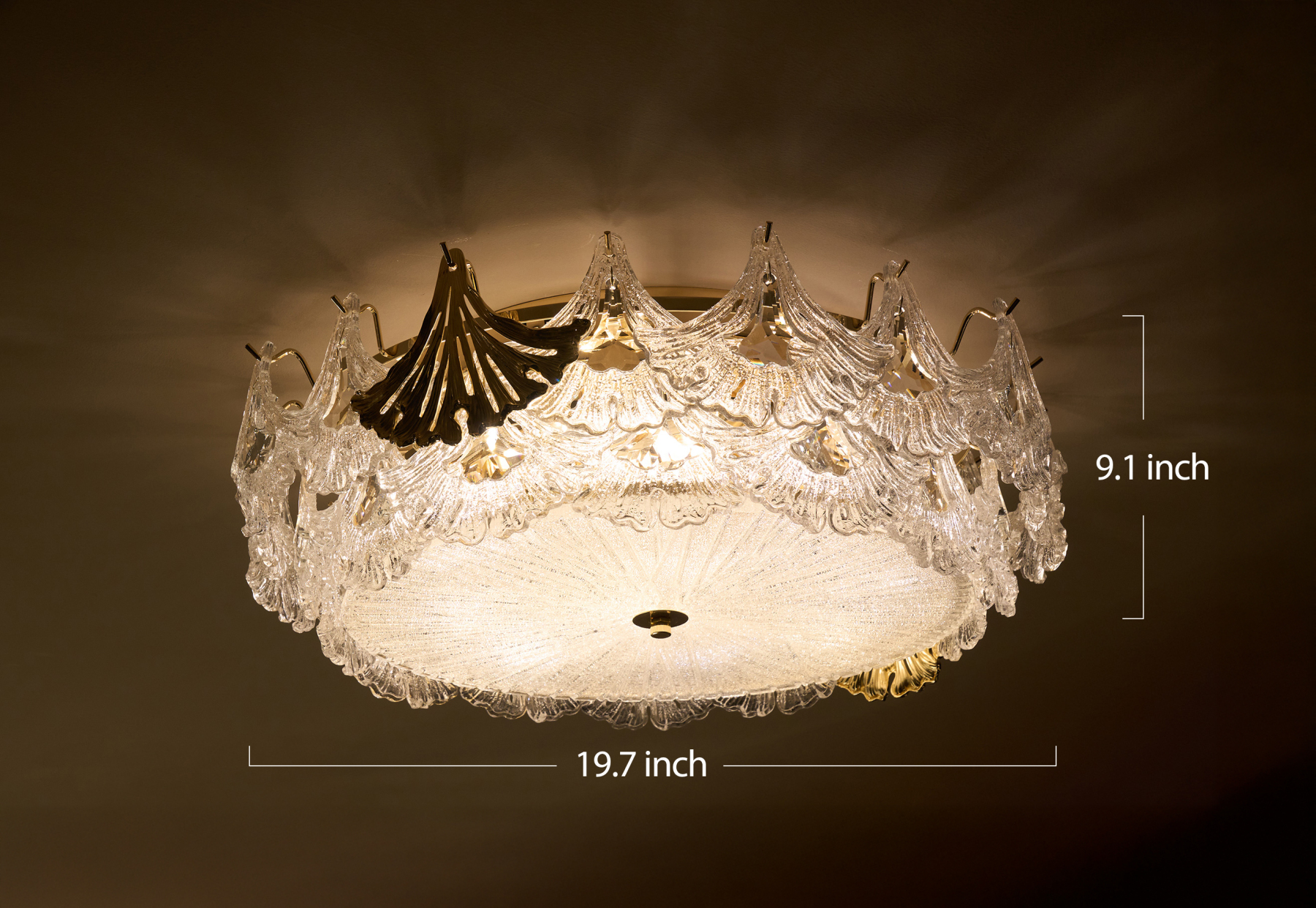Golden Frosted Crystal Chandelier - A Statement of Luxury and Sophistication