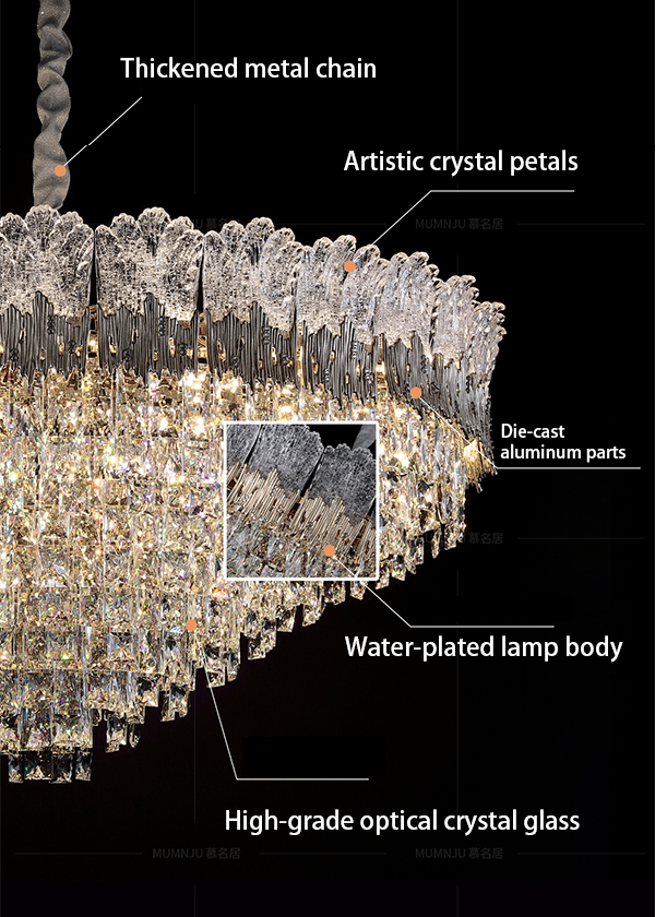 2025 new living room crystal chandelier French light luxury style high-end European villa master bedroom lamps