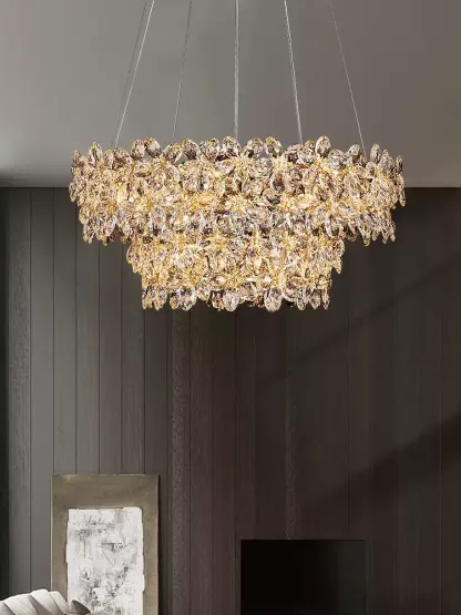 High-grade crystal chandelier French light luxury living room lamp modern restaurant bedroom 2025 new lamps