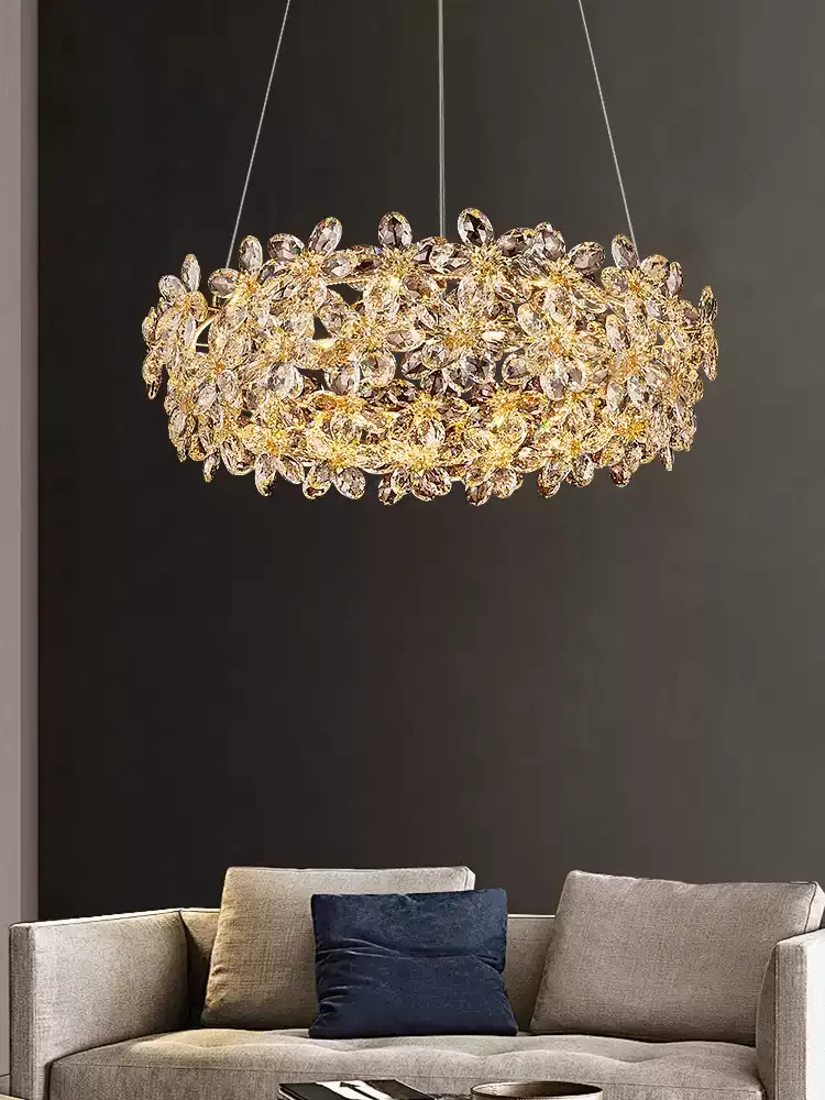 High-grade crystal chandelier French light luxury living room lamp modern restaurant bedroom 2025 new lamps