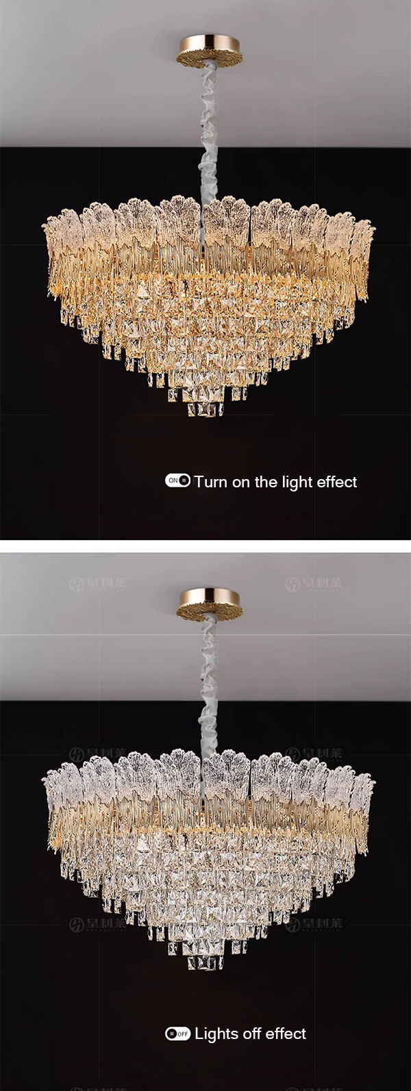 2025 new living room crystal chandelier French light luxury style high-end European villa master bedroom lamps