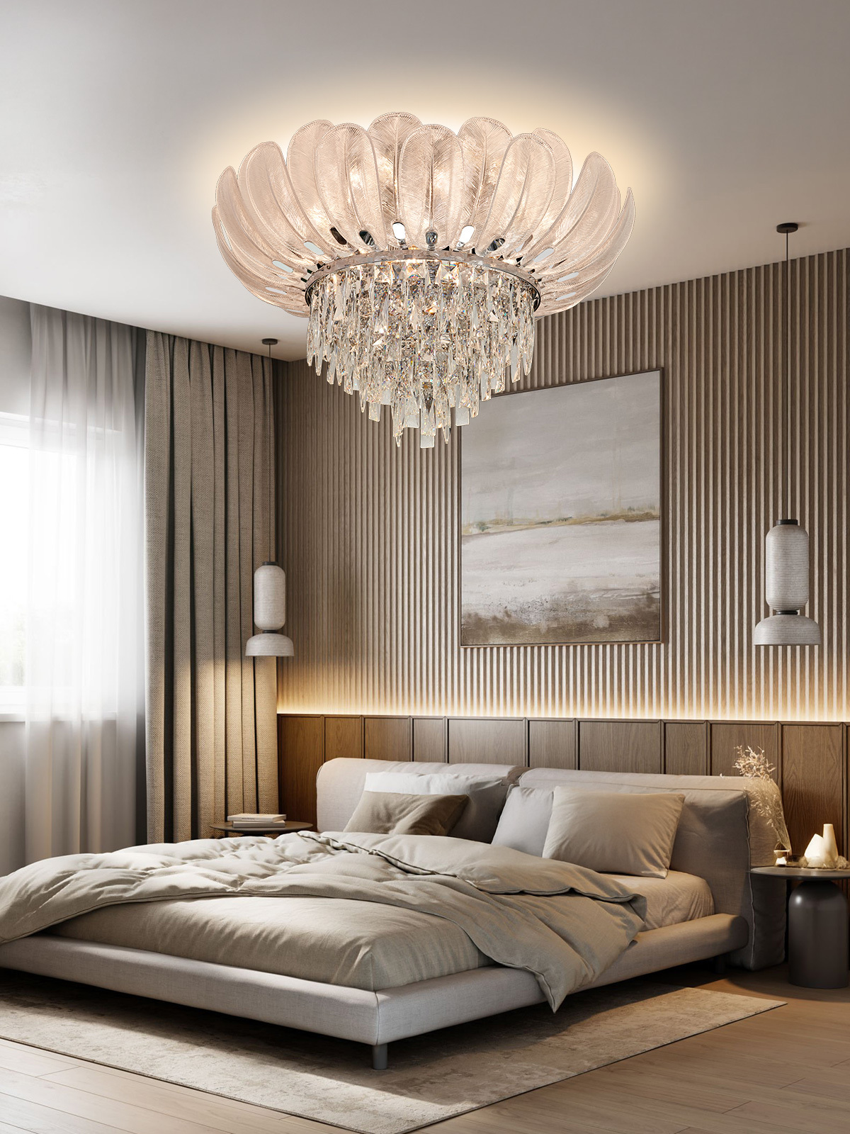 Elegant Petal Crystal Chandelier - A Fusion of Art and Illumination