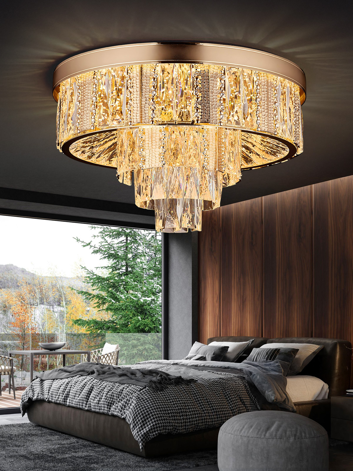Golden Crystal Ring Chandelier - Contemporary Luxury Lighting