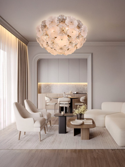 Floral Frosted Crystal Chandelier - Nature-Inspired Elegance for Modern Living
