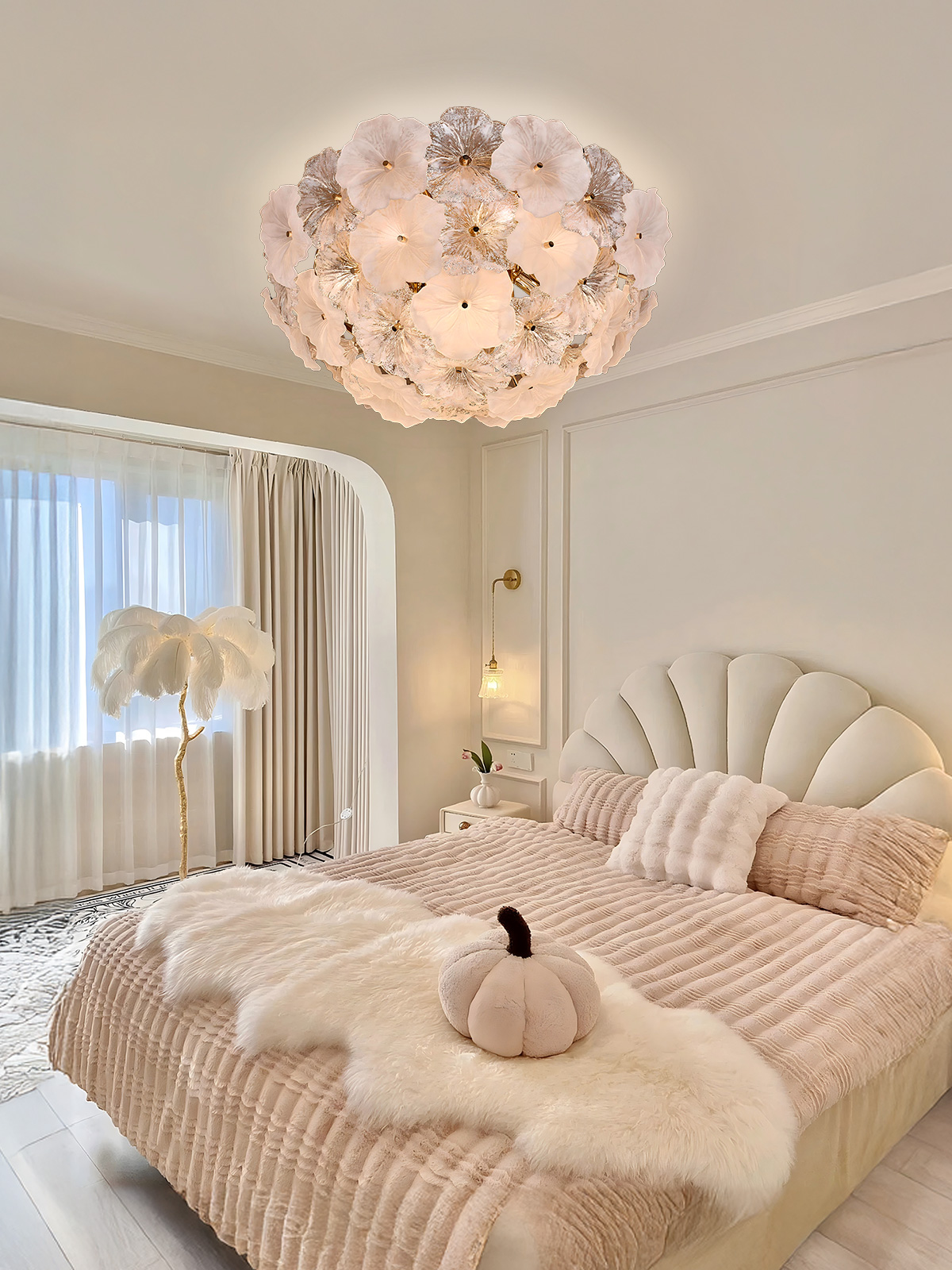 Floral Frosted Crystal Chandelier - Nature-Inspired Elegance for Modern Living