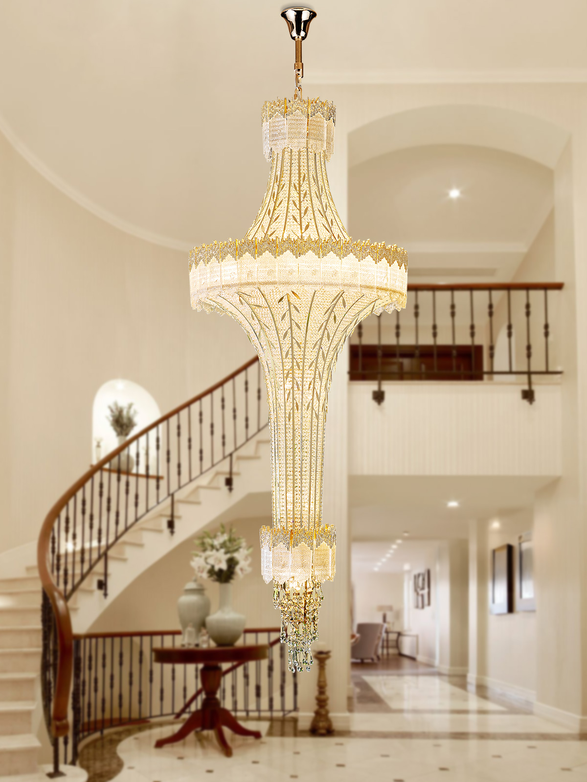 Grand Tiered Crystal Chandelier – A Statement of Luxury for Architectural Interiors