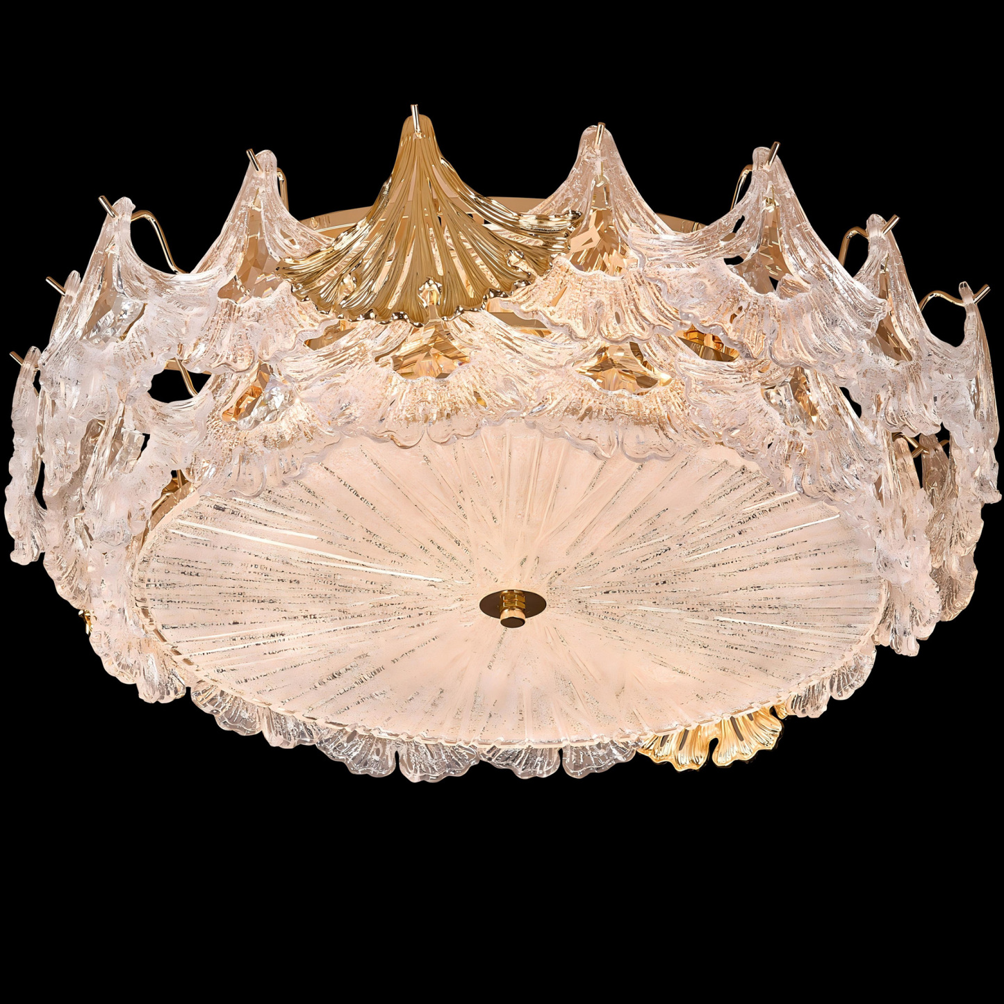 Golden Frosted Crystal Chandelier - A Statement of Luxury and Sophistication