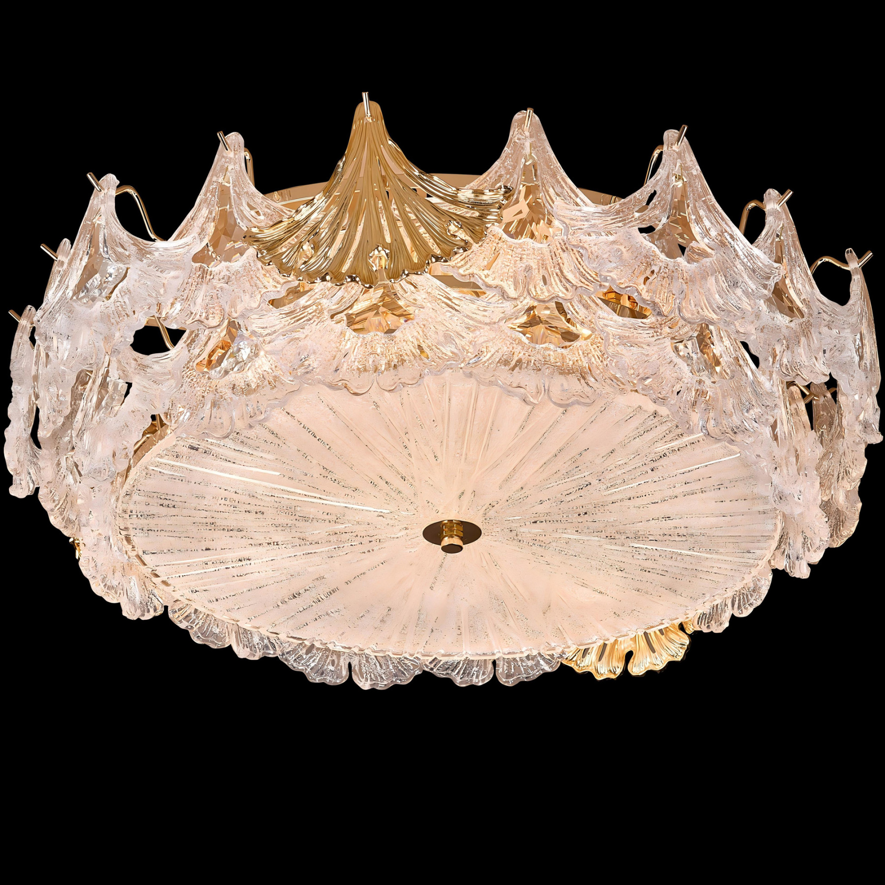 Golden Frosted Crystal Chandelier - A Statement of Luxury and Sophistication