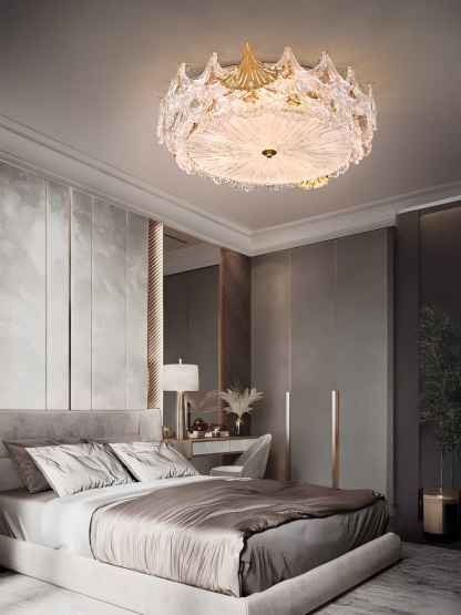Golden Frosted Crystal Chandelier - A Statement of Luxury and Sophistication