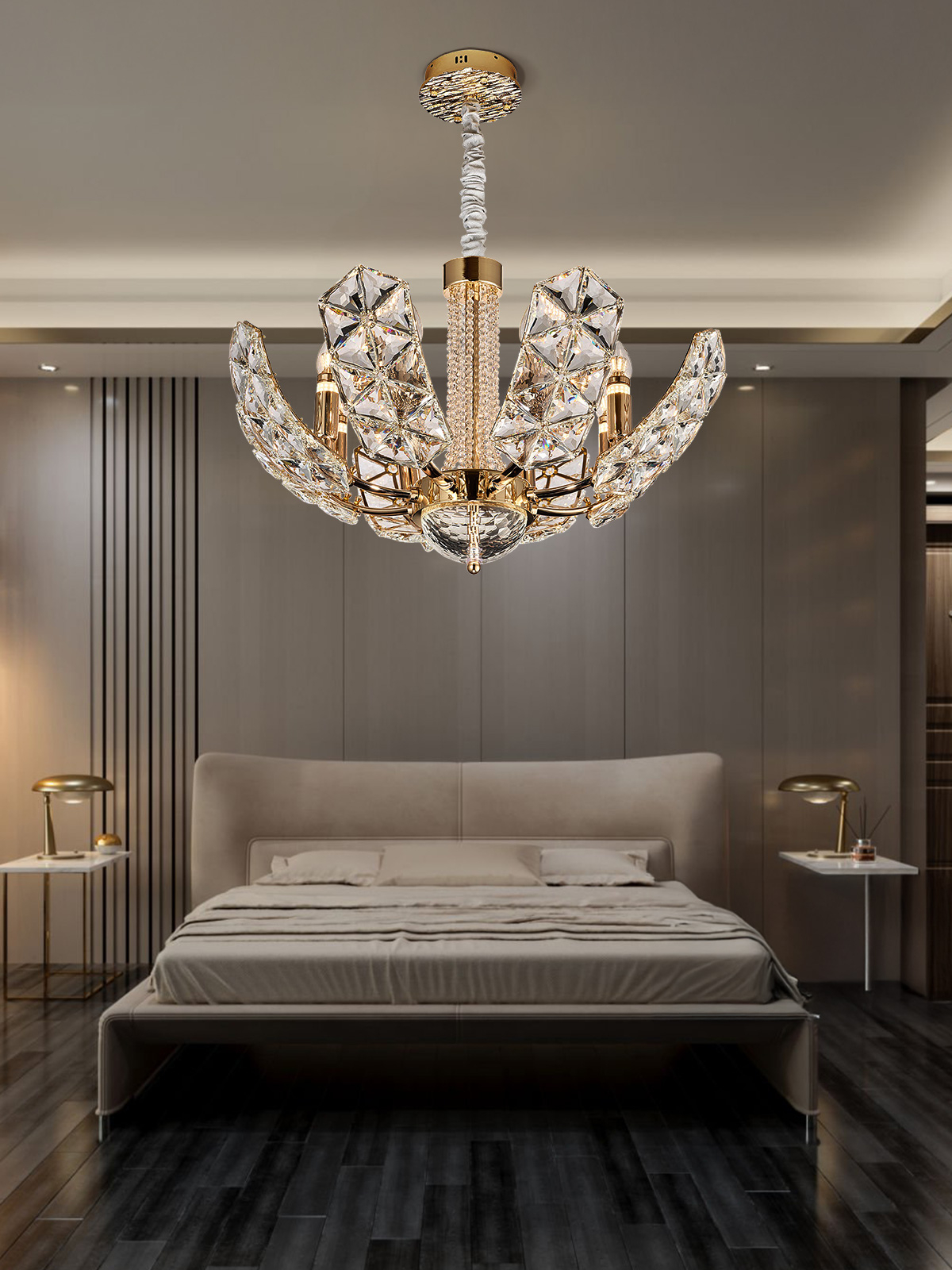 Exquisite Crystal Petal Chandelier - Modern Luxury for Your Interiors