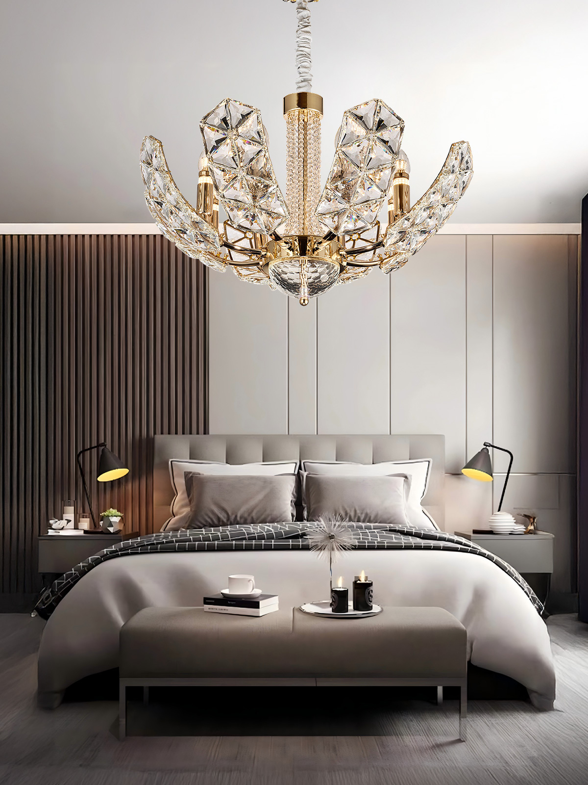 Exquisite Crystal Petal Chandelier - Modern Luxury for Your Interiors