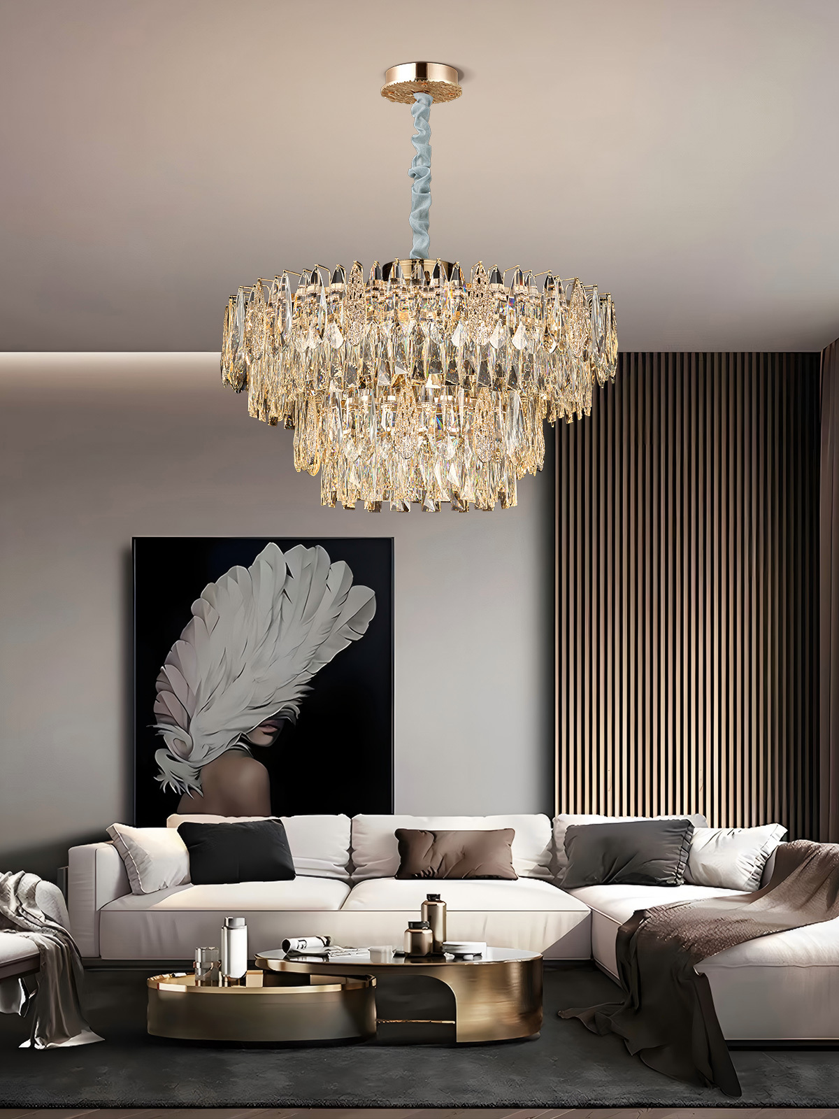 Luxurious Gold Crystal Chandelier - A Touch of Elegance for Your Home
