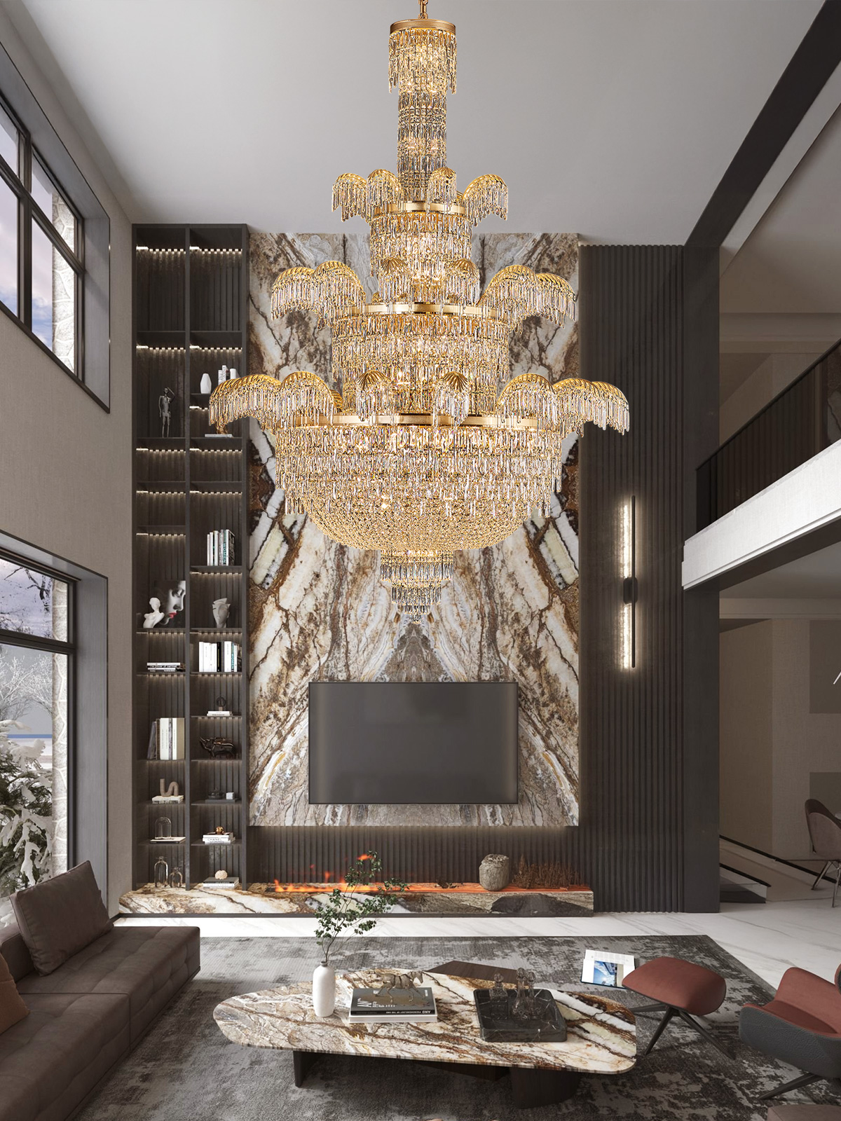 Luxurious Multi-Tier Crystal Chandelier – A Statement of Grandeur