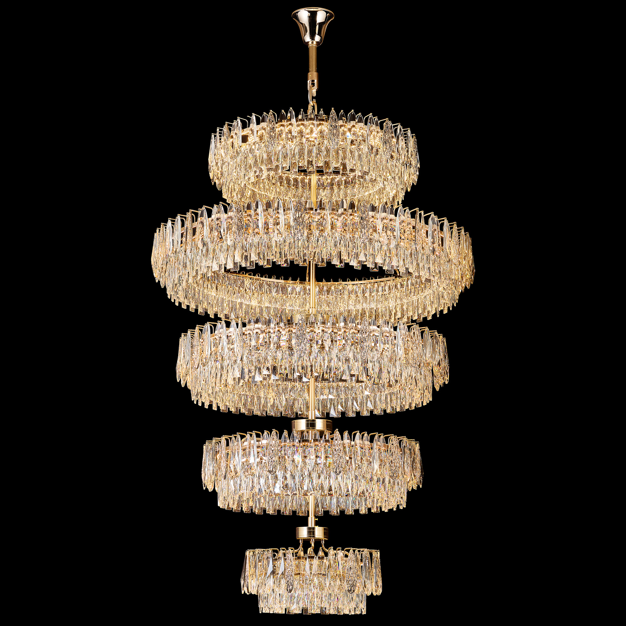 Majestic Tiered Crystal Chandelier - A Luxurious Centerpiece for High-End Interiors