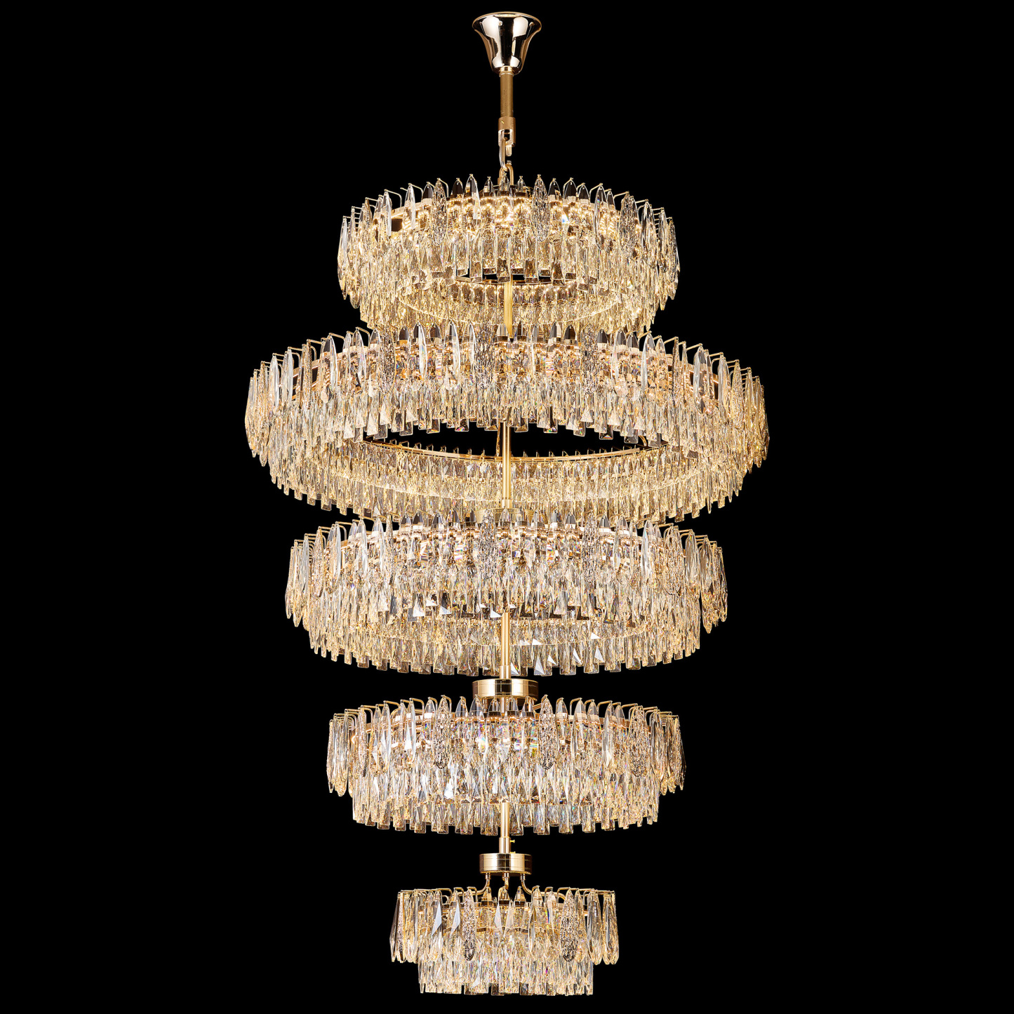 Majestic Tiered Crystal Chandelier - A Luxurious Centerpiece for High-End Interiors