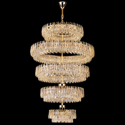 Majestic Tiered Crystal Chandelier - A Luxurious Centerpiece for High-End Interiors