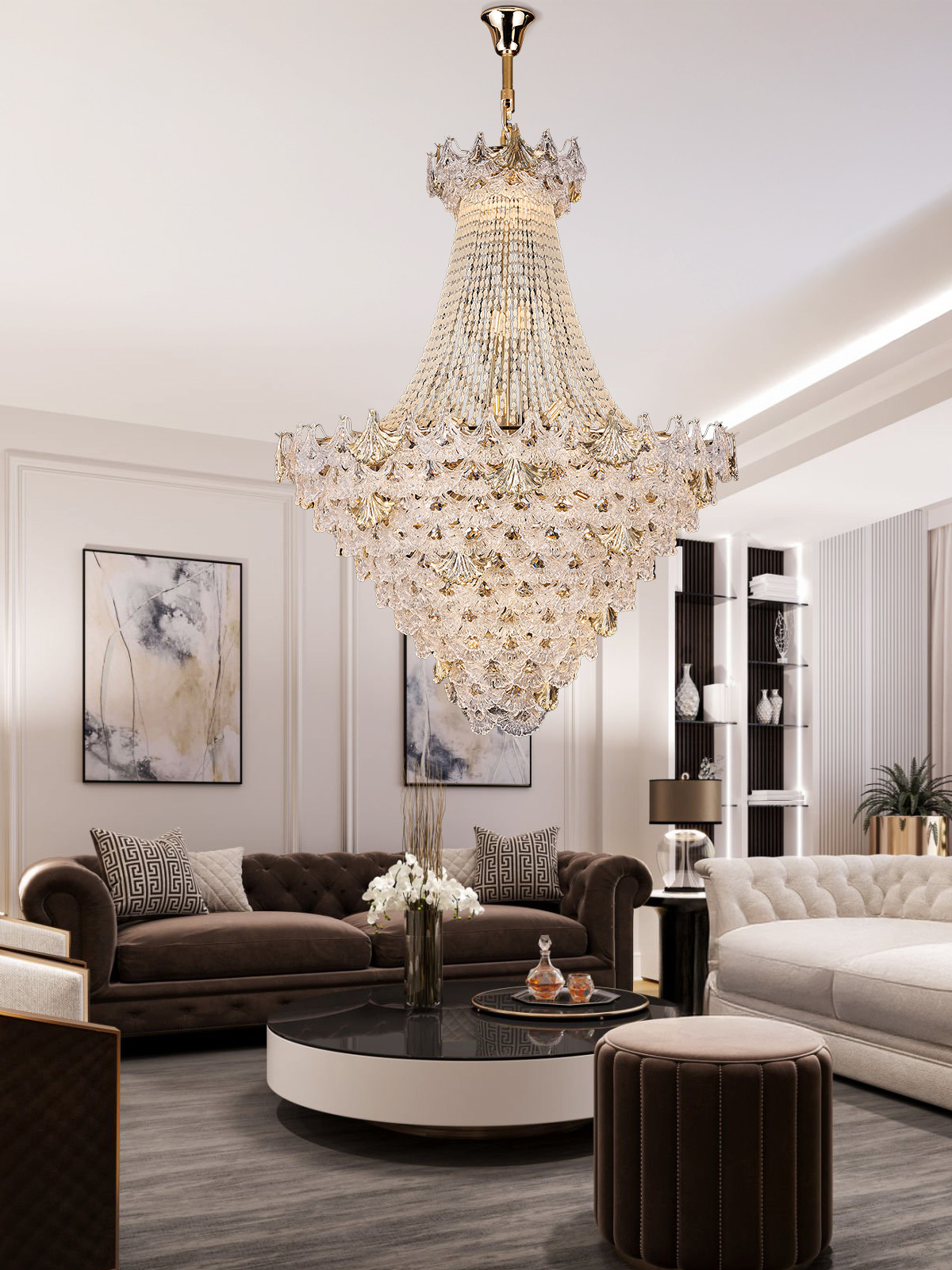 Majestic Tiered Crystal Chandelier – Timeless Elegance for Grand Interiors
