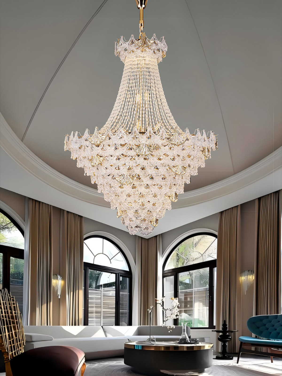 Majestic Tiered Crystal Chandelier – Timeless Elegance for Grand Interiors