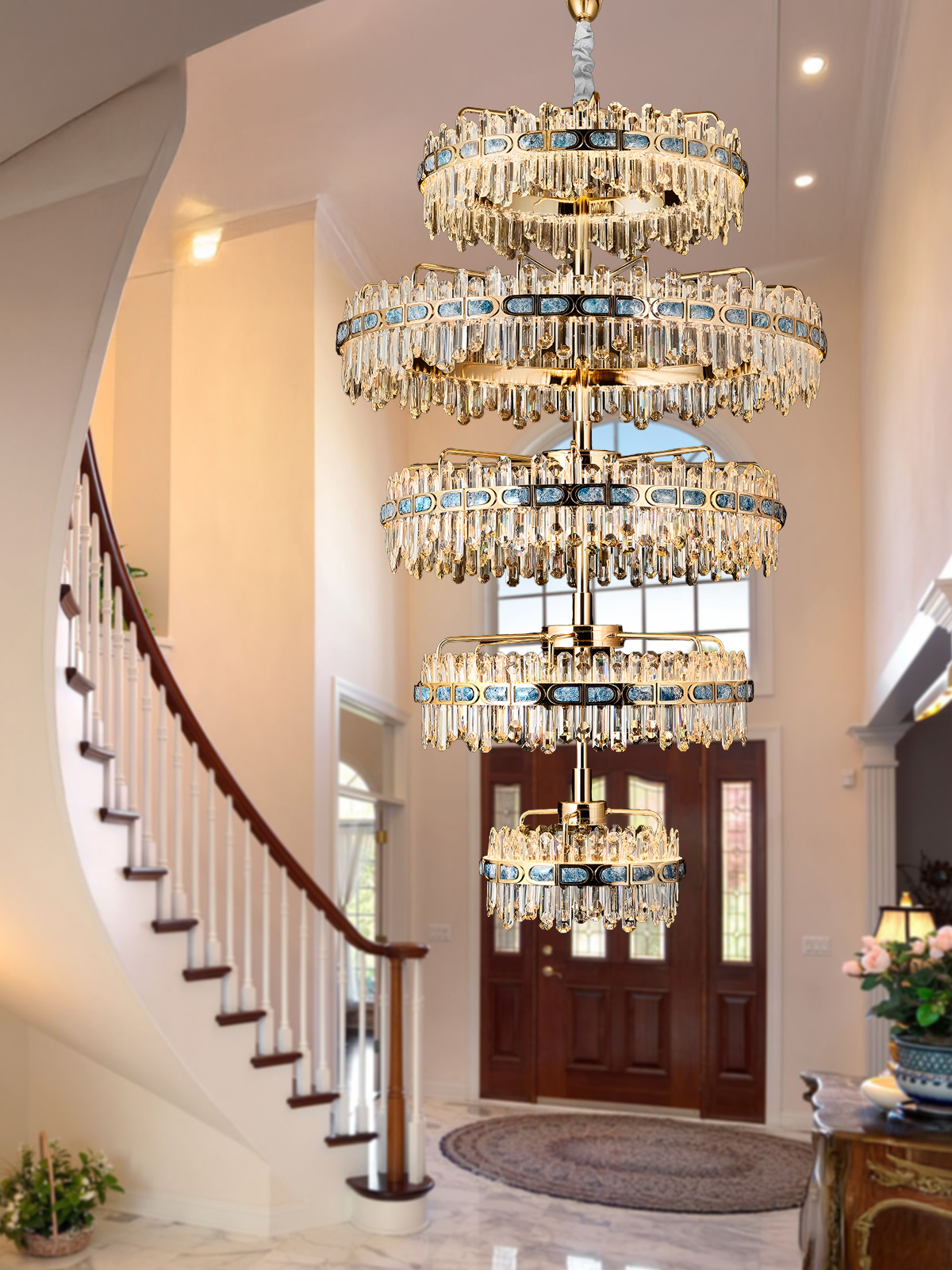 Exquisite Multi-Tier Crystal Chandelier - Statement Lighting for Grand Interiors