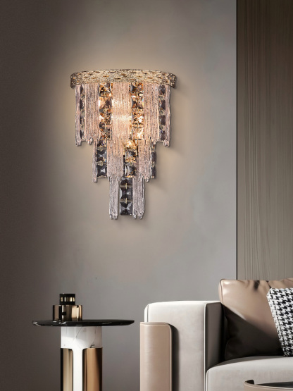 Luxury Cascading Crystal Wall Sconce – Modern Elegance for Sophisticated Interiors