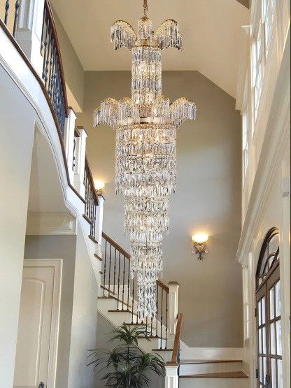Luxury Grand Crystal Chandelier for High Ceilings - Elegant Staircase Lighting