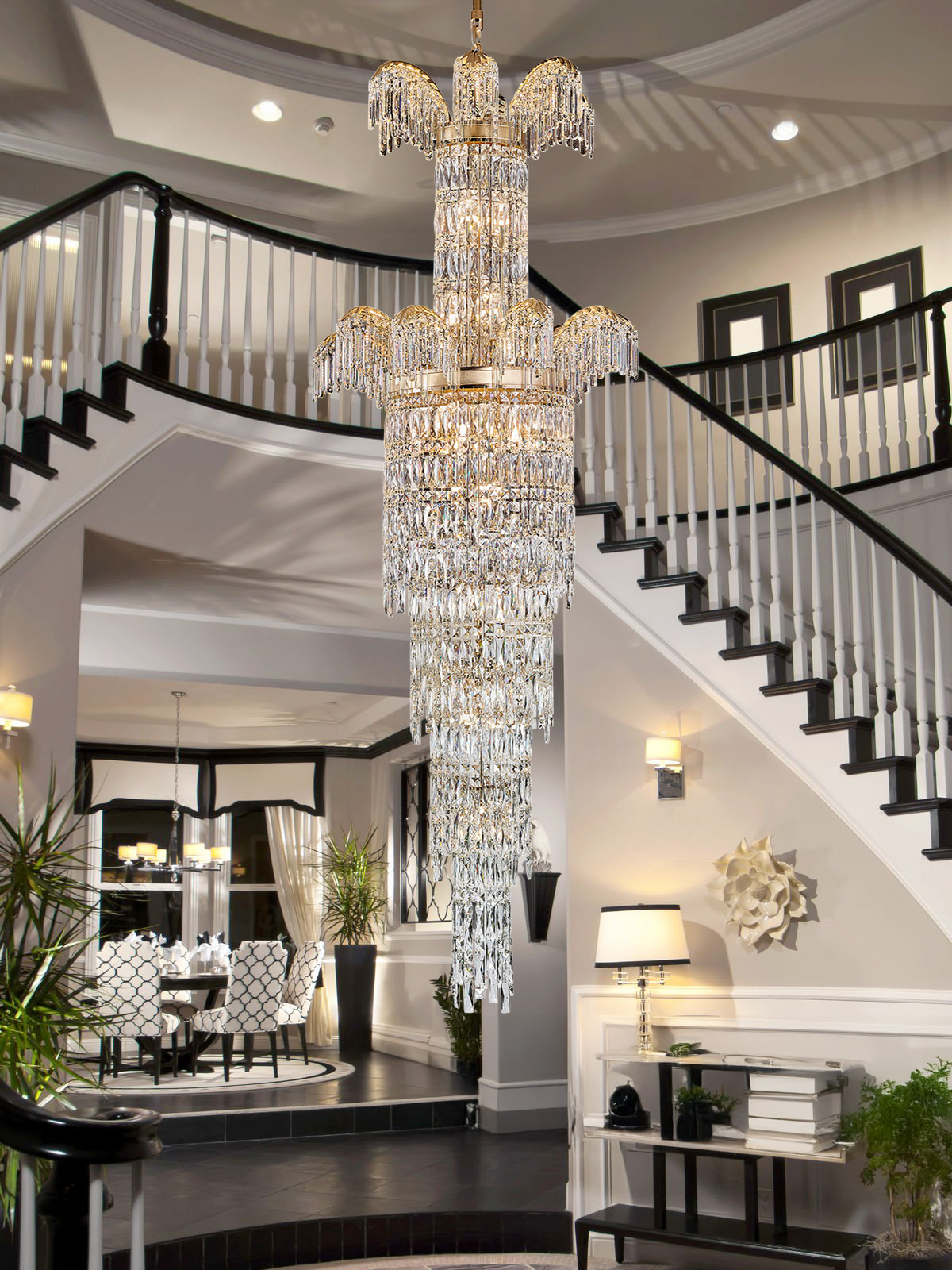 Luxury Grand Crystal Chandelier for High Ceilings - Elegant Staircase Lighting