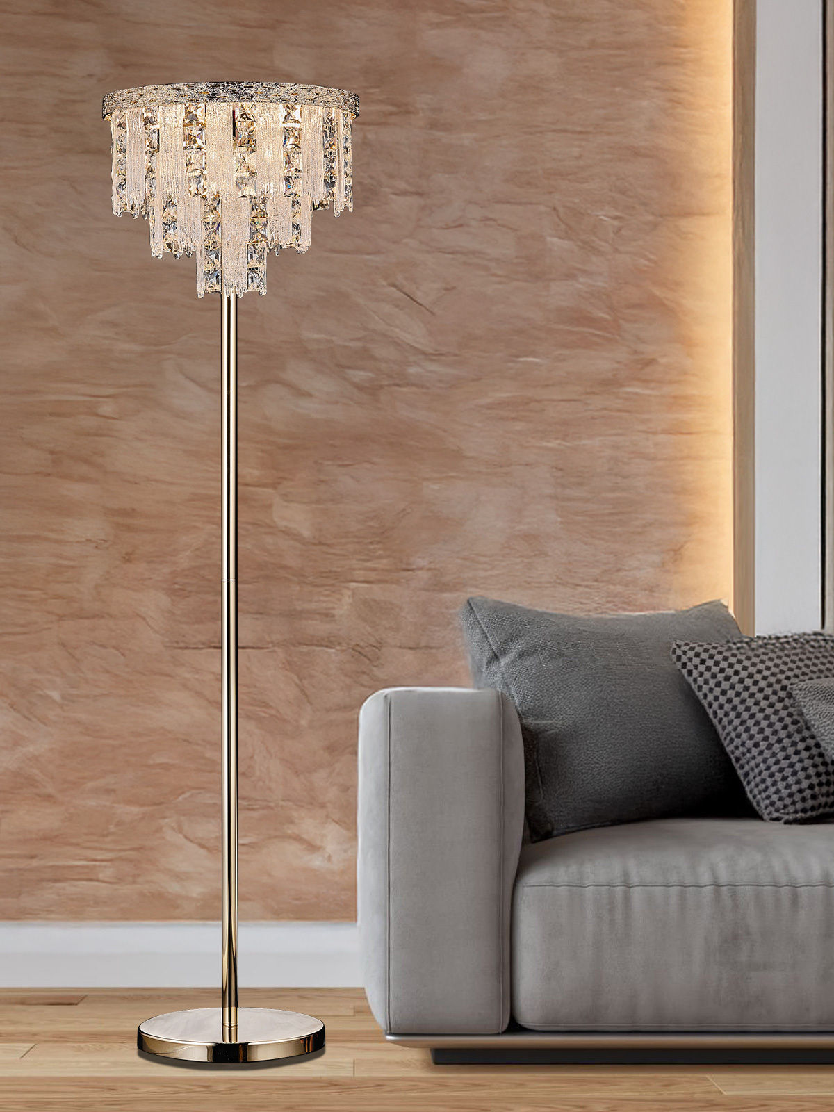 Luxurious Crystal Floor Lamp – A Statement Piece for Modern Interiors