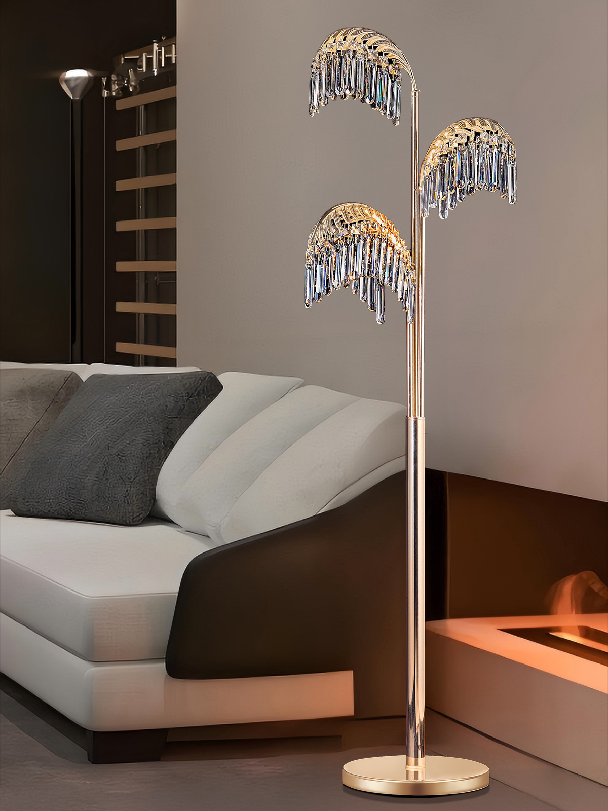Glamorous Crystal Floor Lamp – Modern Elegance for Luxury Interiors