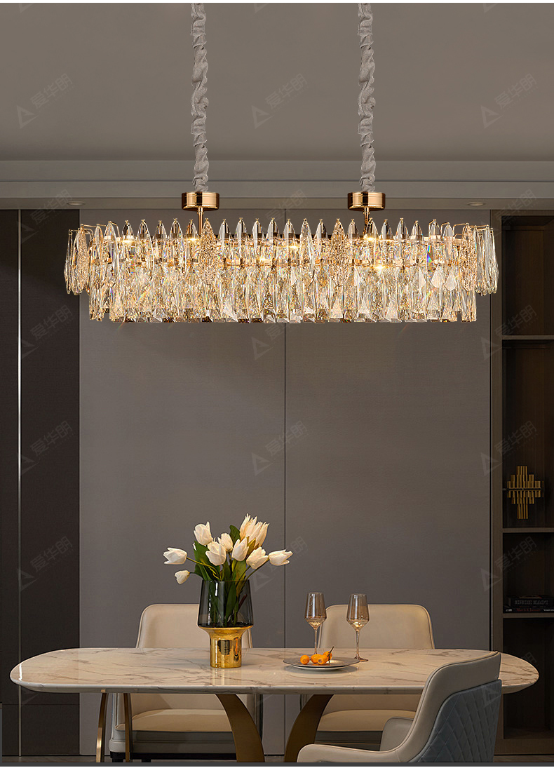 Light luxury crystal restaurant chandelier 2025 new high-end designer dining table dining room bar main lamp