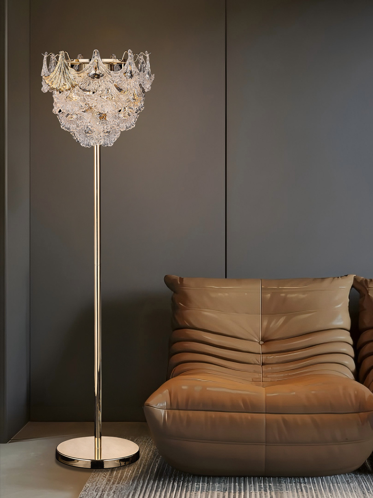 Modern Crystal Floor Lamp – A Statement of Elegance and Functionality