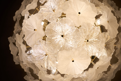 Floral Frosted Crystal Chandelier - Nature-Inspired Elegance for Modern Living