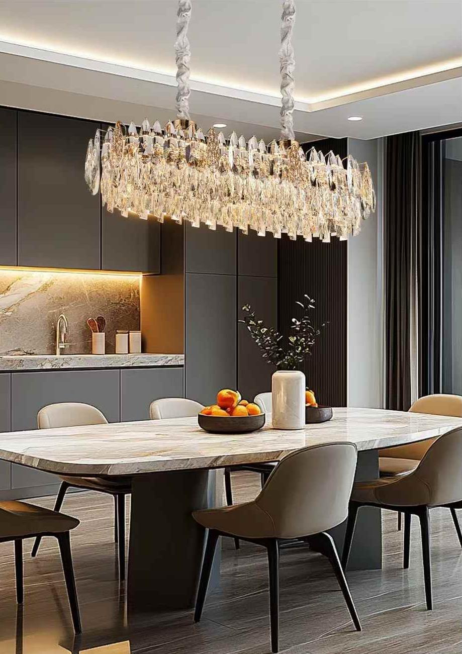 Light luxury crystal restaurant chandelier 2025 new high-end designer dining table dining room bar main lamp