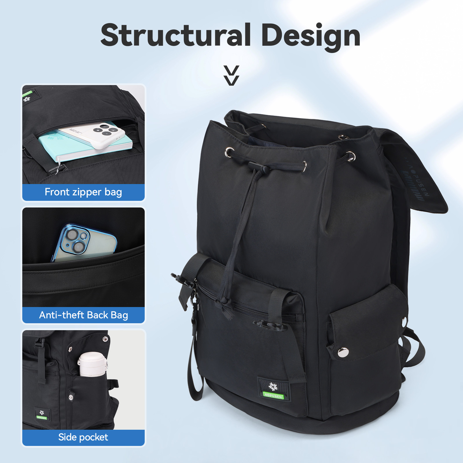 Aopusen Lightweight Casual Backpack 17.3inch/35L Daypack AP-10338