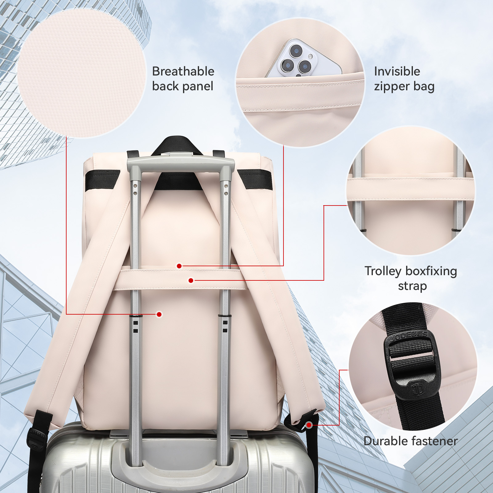 Jodebes Laptop Backpack,Waterproof Material for Travel,Daypack,Work,or Commuting,17.3 Inch JD-20179