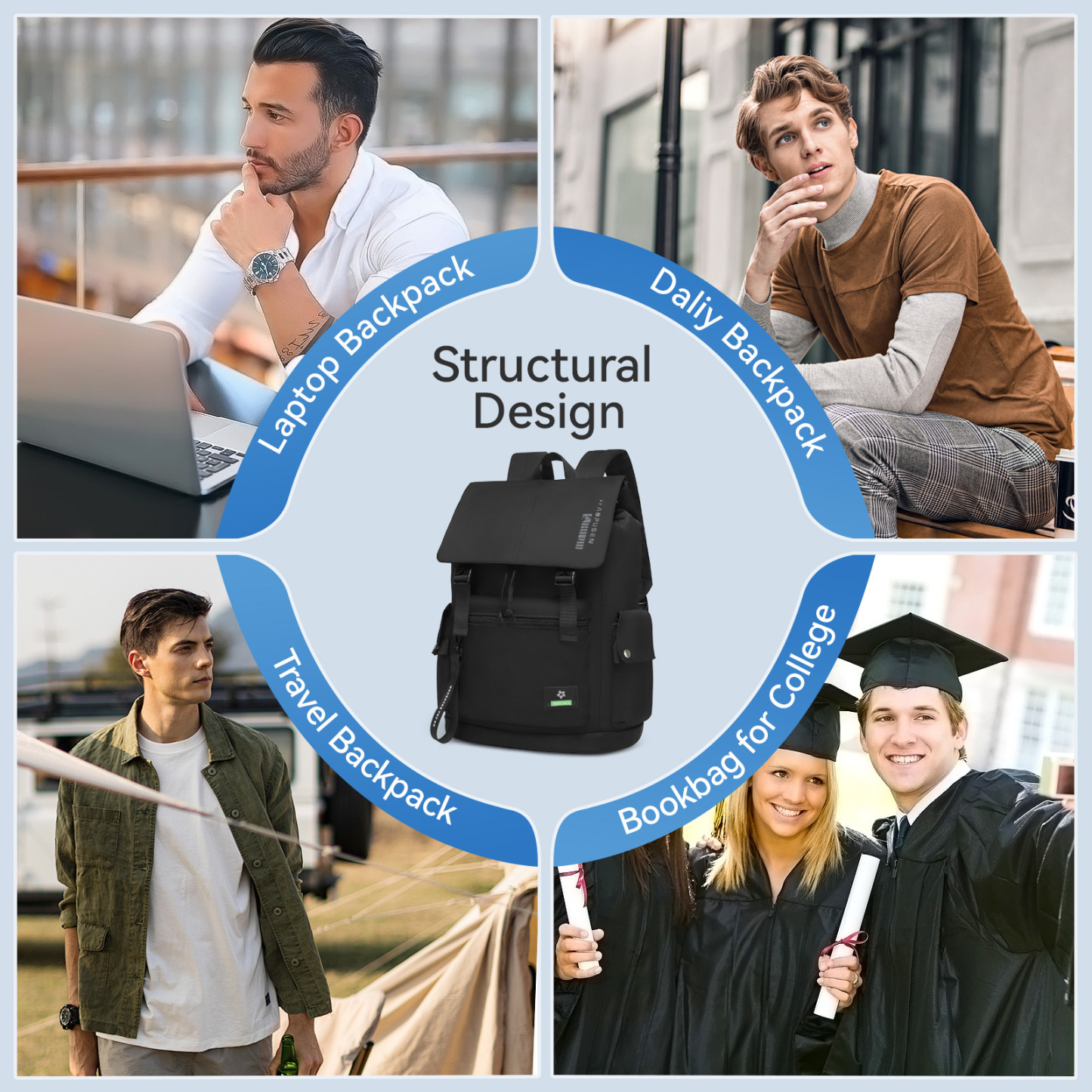 Aopusen Lightweight Casual Backpack 17.3inch/35L Daypack AP-10338