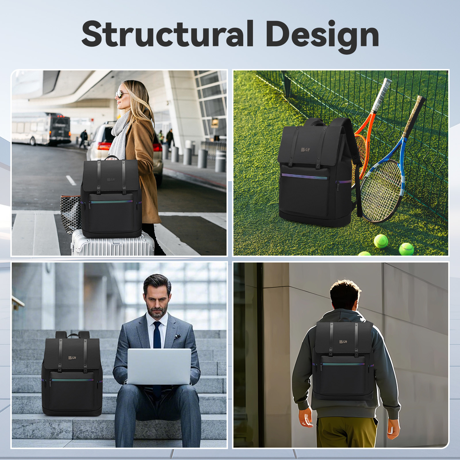 JODEBES Laptop Backpack,Business Anti Theft Slim Sturdy Laptops Backpack,Water Resistant Laptop Bag 17.3Inch / 24L (Black)