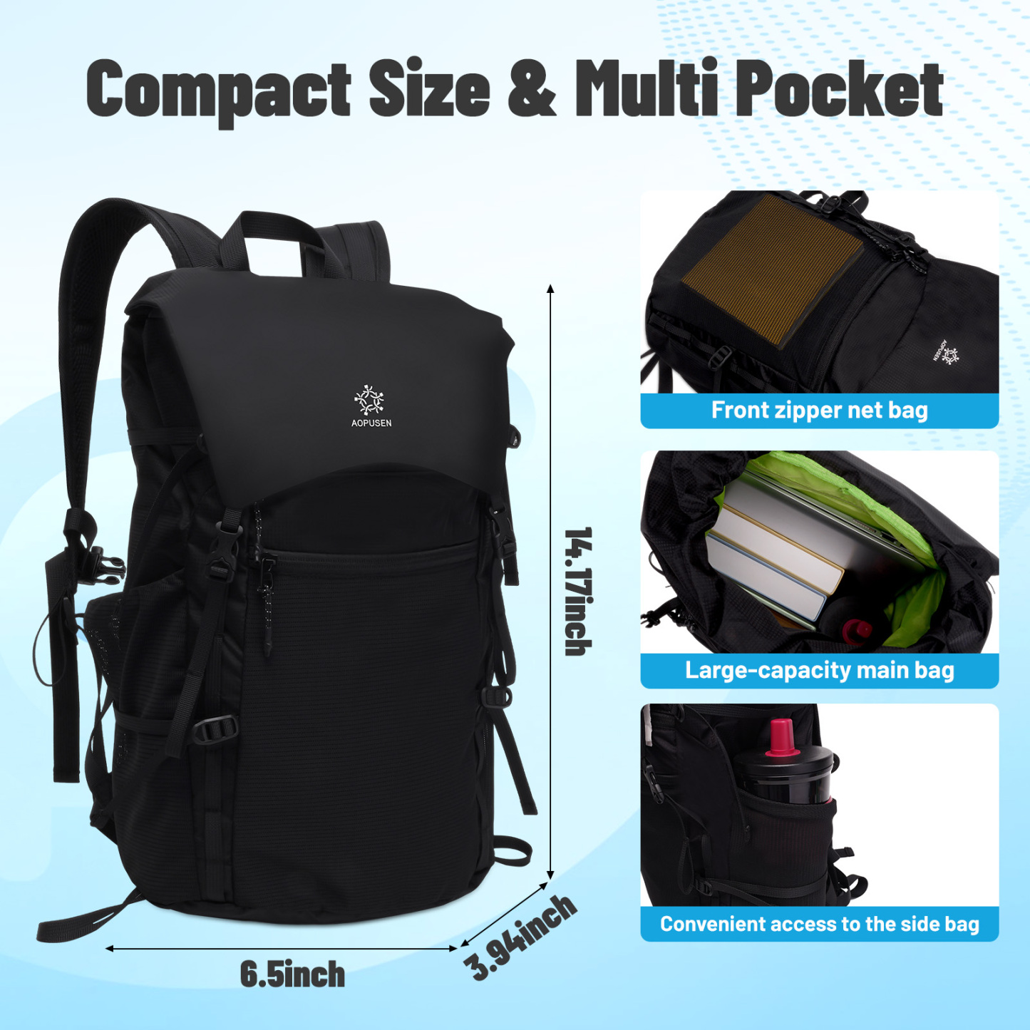 Lightweight Foldable Hiking Backpack, Packable Waterproof Travel Daypack with Chest Strap, Small Compact Backpack for Camping, Walking & Outdoor Adventure