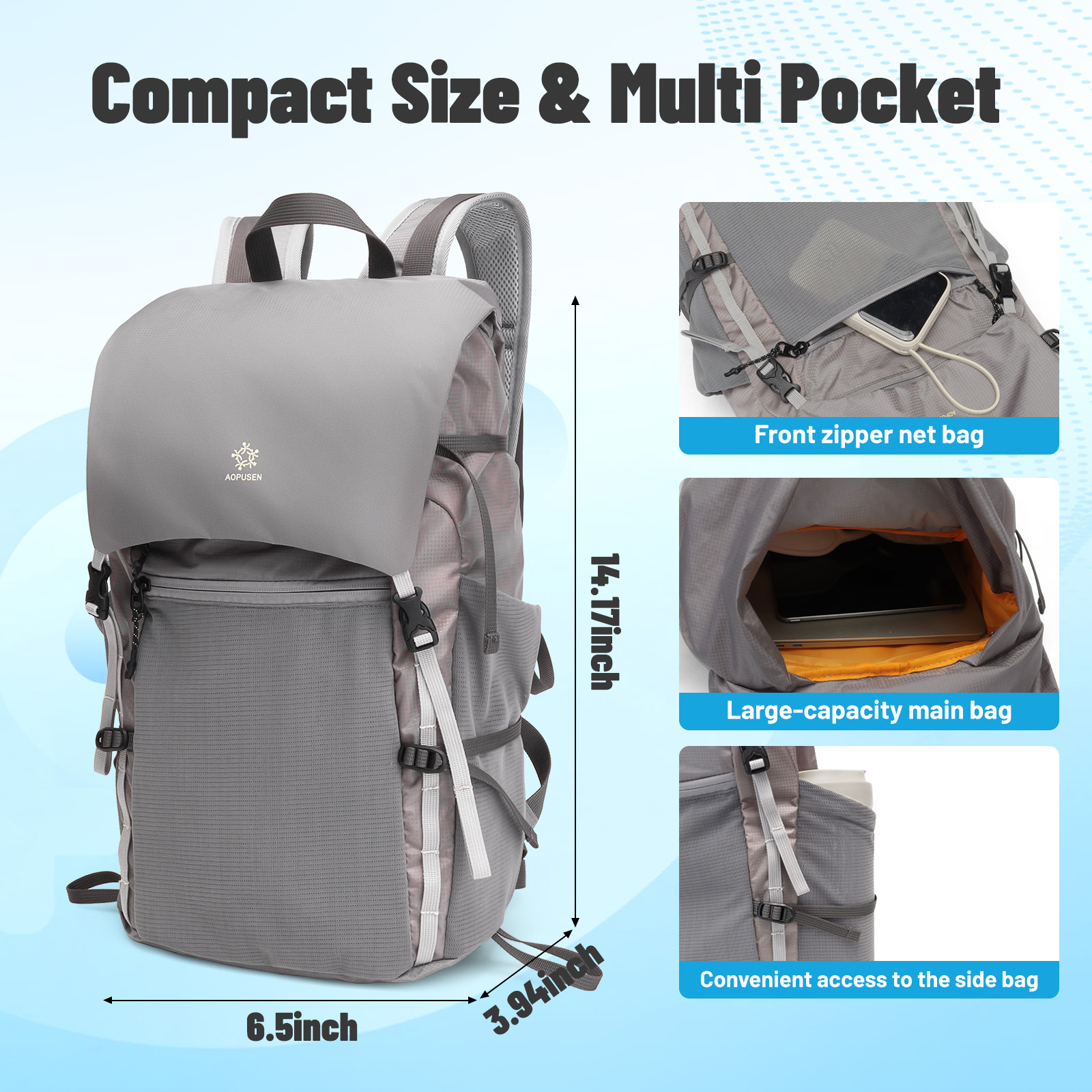 Lightweight Foldable Hiking Backpack, Packable Waterproof Travel Daypack with Chest Strap, Small Compact Backpack for Camping, Walking & Outdoor Adventure