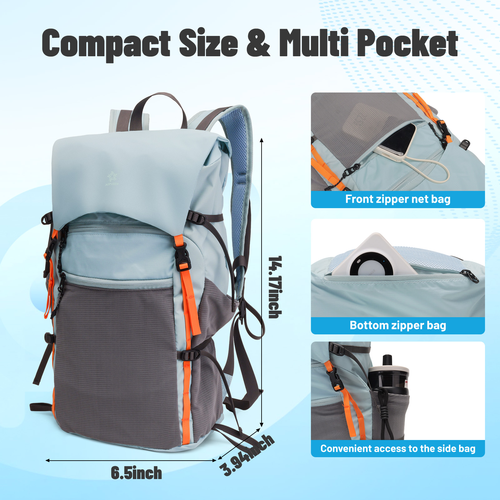Lightweight Foldable Hiking Backpack, Packable Waterproof Travel Daypack with Chest Strap, Small Compact Backpack for Camping, Walking & Outdoor Adventure