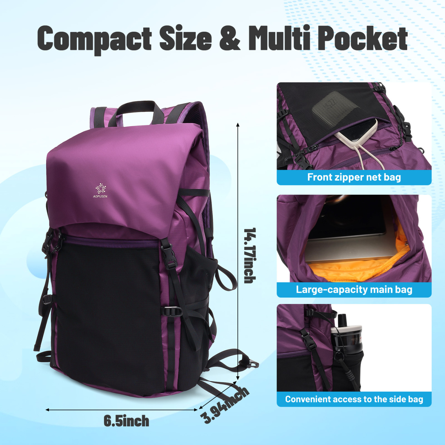Lightweight Foldable Hiking Backpack, Packable Waterproof Travel Daypack with Chest Strap, Small Compact Backpack for Camping, Walking & Outdoor Adventure