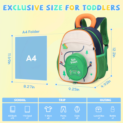 SUN EIGHT Cute & Durable Kids Backpacks for Aged 2-7 SE-90352