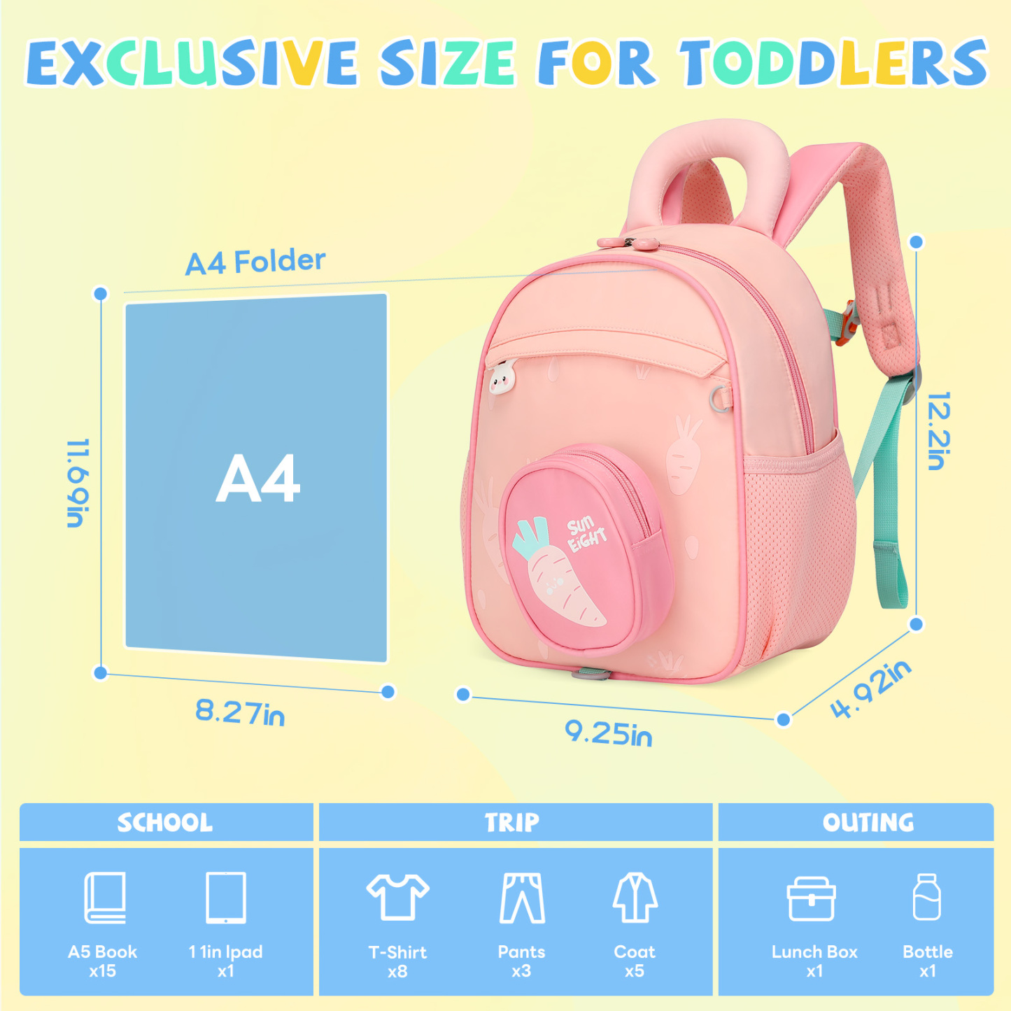 SUN EIGHT Cute & Durable Kids Backpacks for Aged 2-7 SE-90352