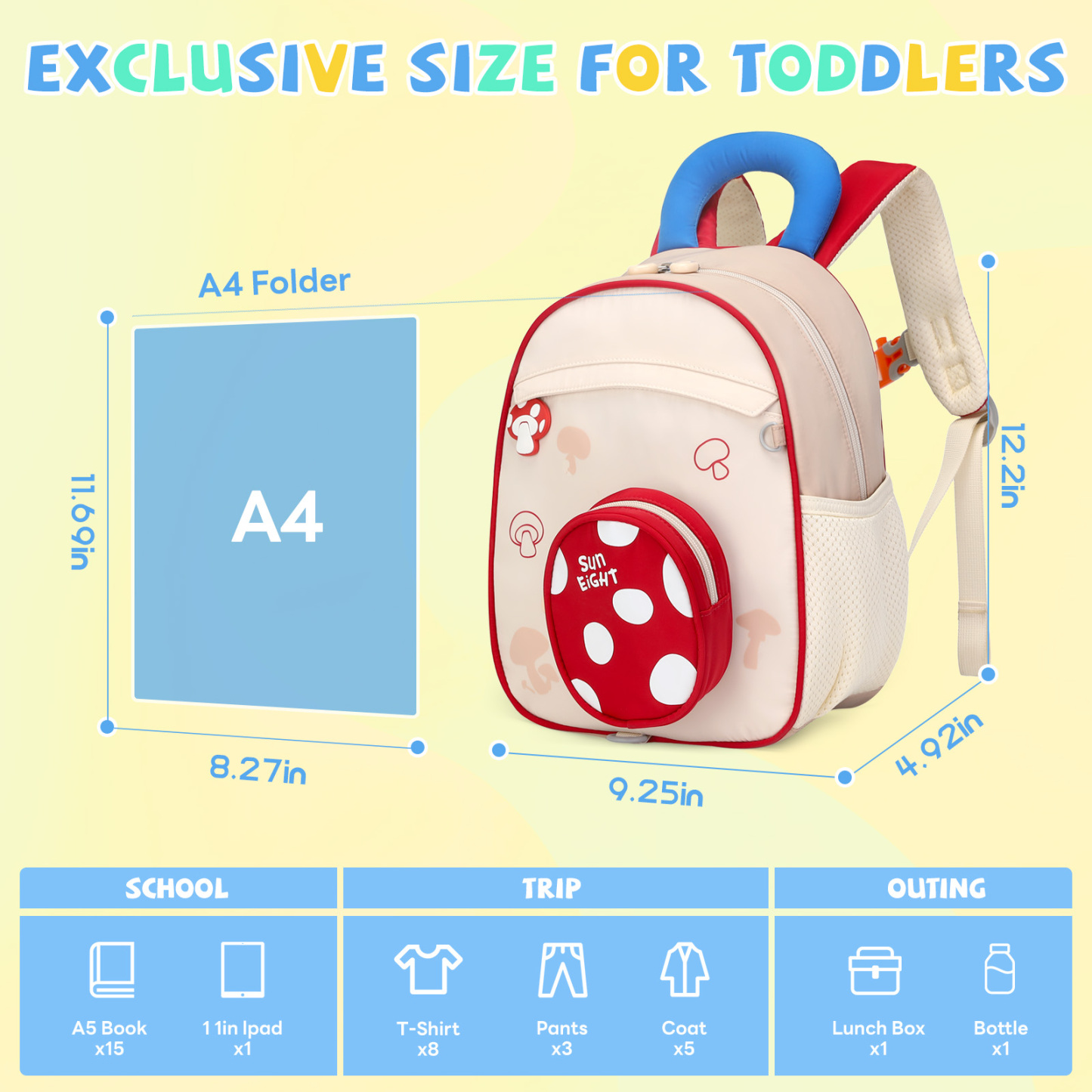 SUN EIGHT Cute & Durable Kids Backpacks for Aged 2-7 SE-90352